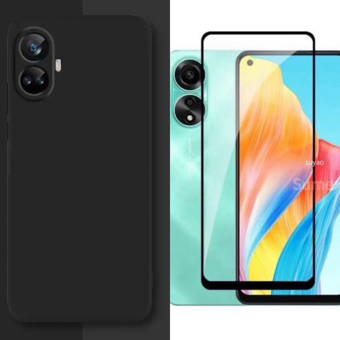 Husa Soft Inside Catifea si Folie Sticla OPPO A38/A58/A78/A98/A59/A79