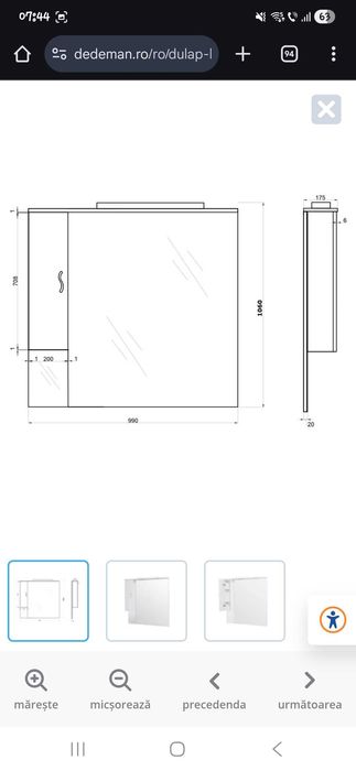 Dulap baie cu oglinda si iluminare, Savini Due Rimini, nou