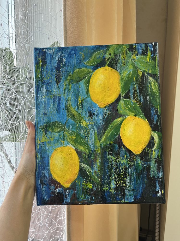 Картина акрилом лимоны