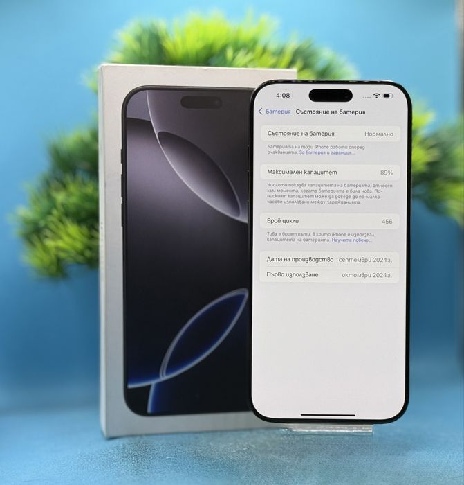 ГАРАНЦИОНЕН!!! Apple iPhone 16 Pro Max, 256GB, 5G, Black Titanium