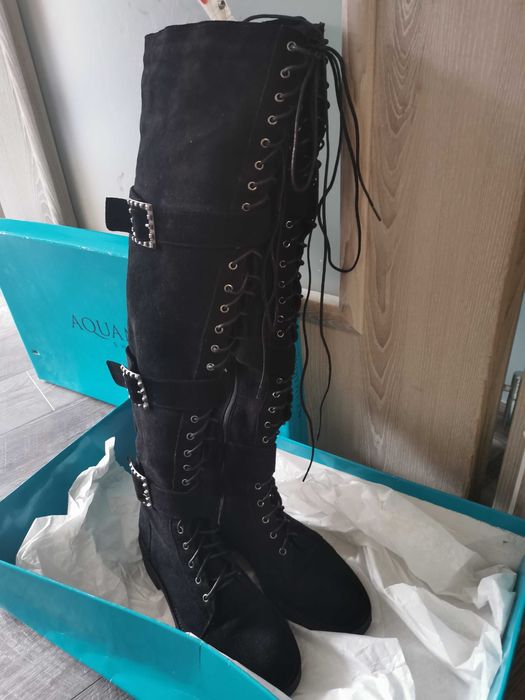 Дамски ботуши естествен велур Aquamarine shoes