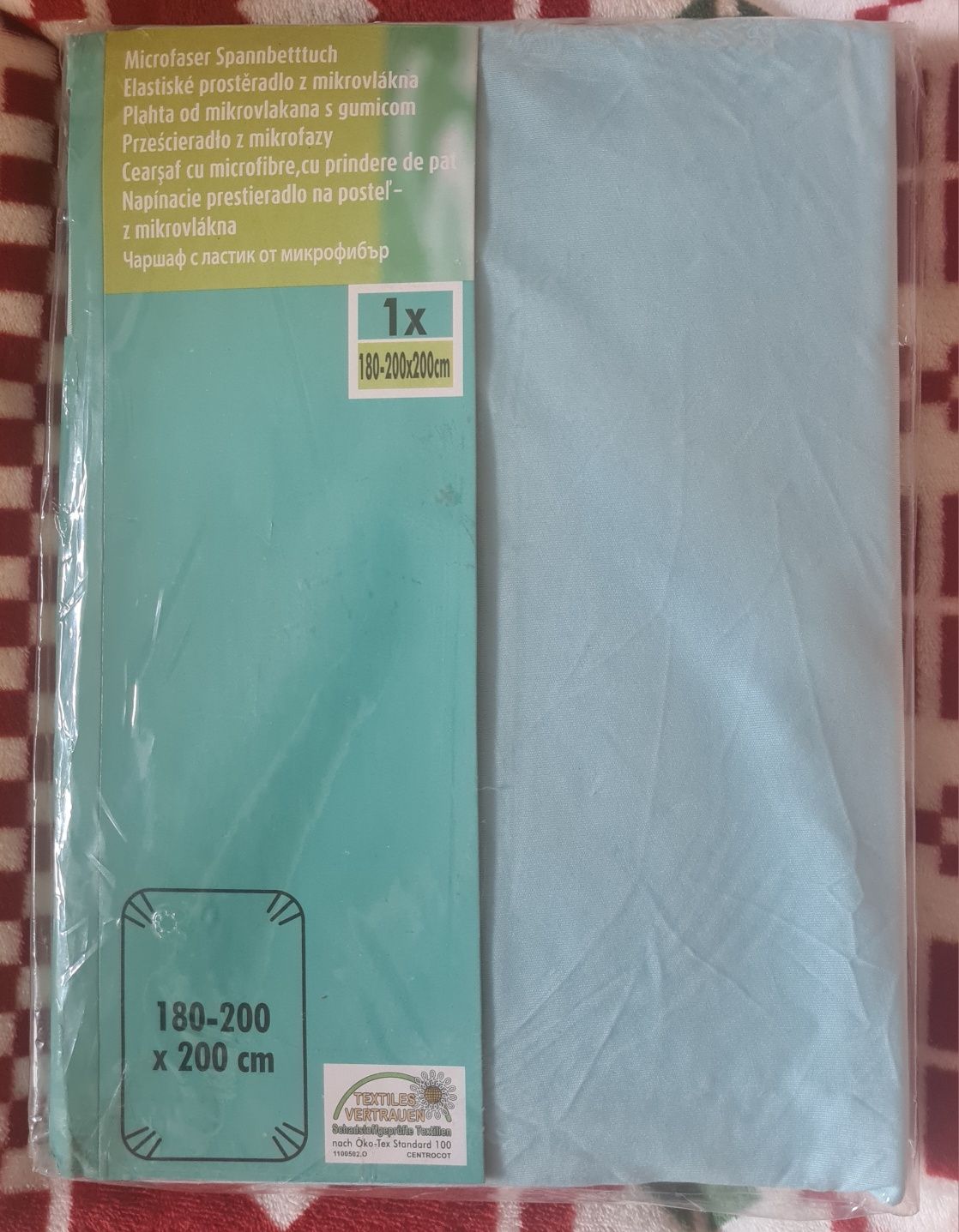 Cearșaf cu microfibre, cu elastic, 100 % polester, 180-200x 200 , nou