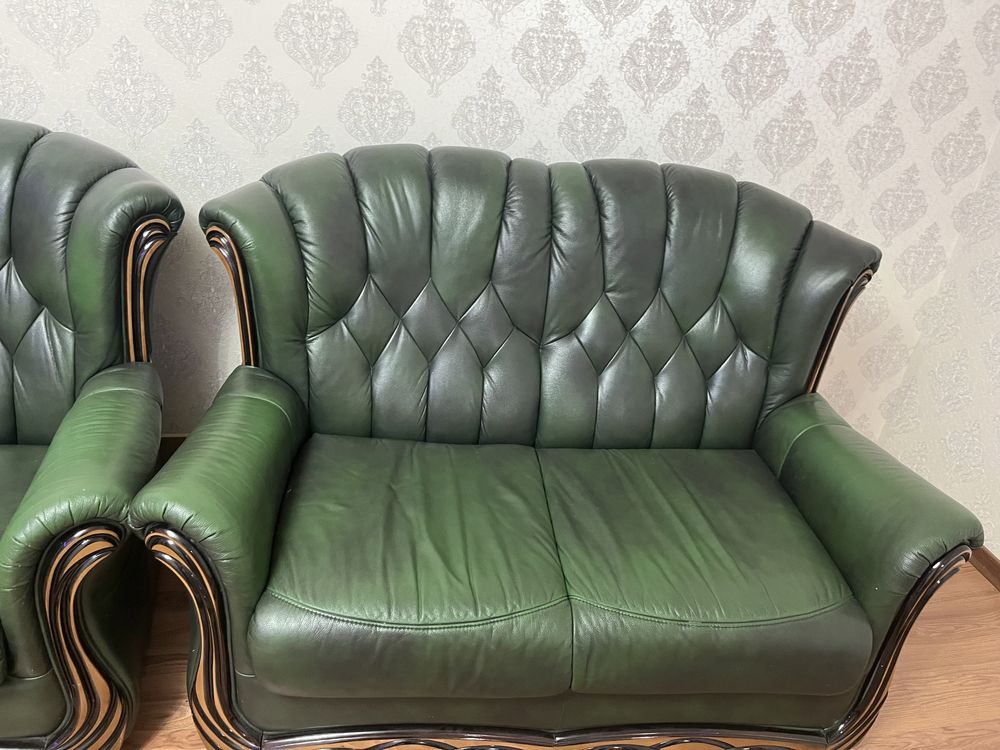Продам кожаный белоруский диван. 3+2+1.