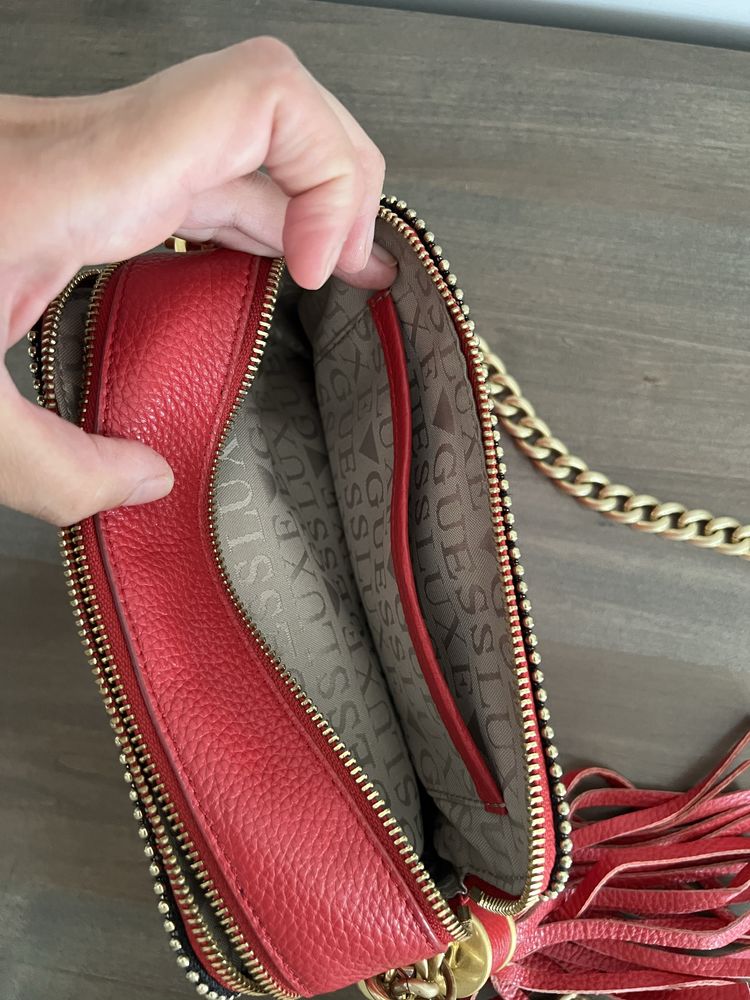 Оригинална чанта Guess Luxe естествена кожа