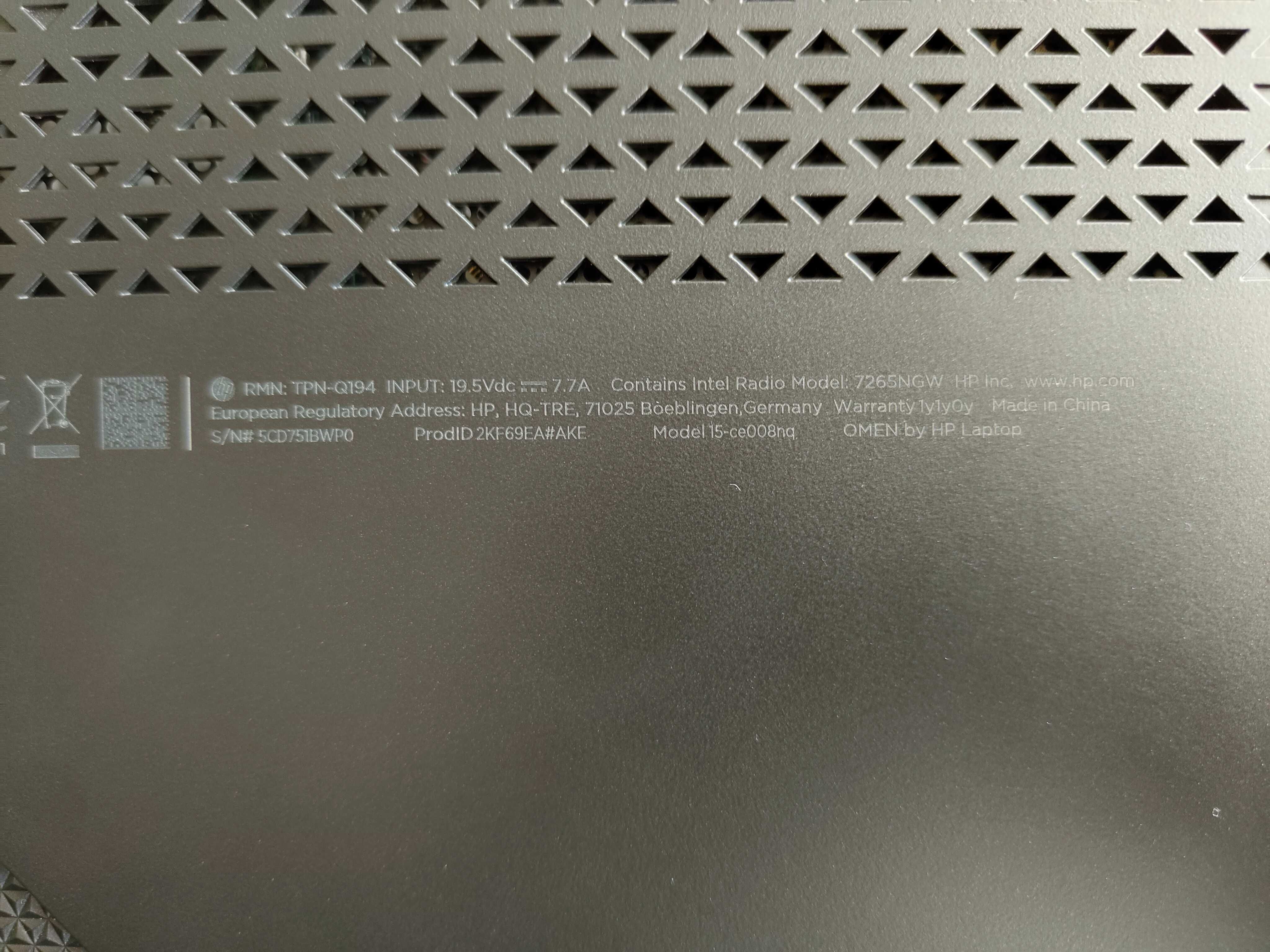 Laptop HP Omen 15-ce008nq, Intel Core i7-7700HQ