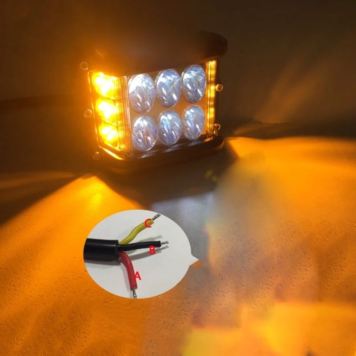 Proiector led Off Road bicolor, alb si galben stroboscop 45W spot 30°