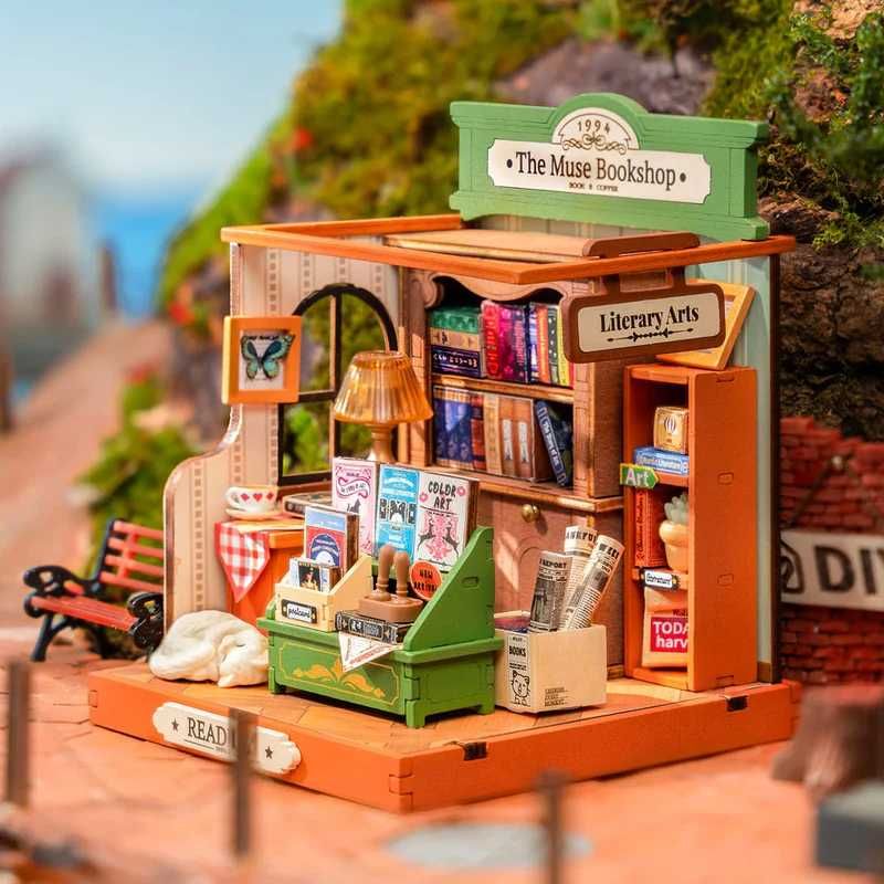 Миниатюрна къщичка: The Muse Bookshop – сглоби сам, LED осветление