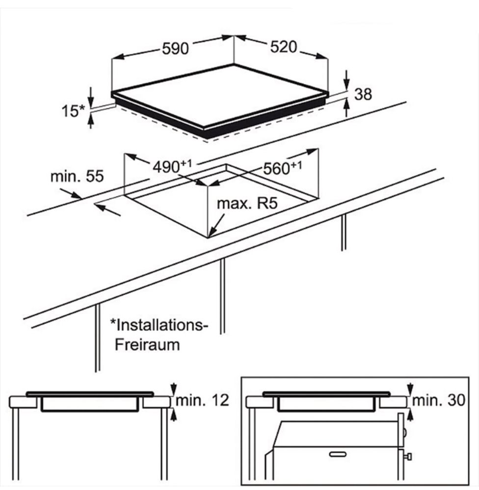 Plita incorporabila Electrolux EHF6343FOK, Vitroceramica, 4 zone gatit