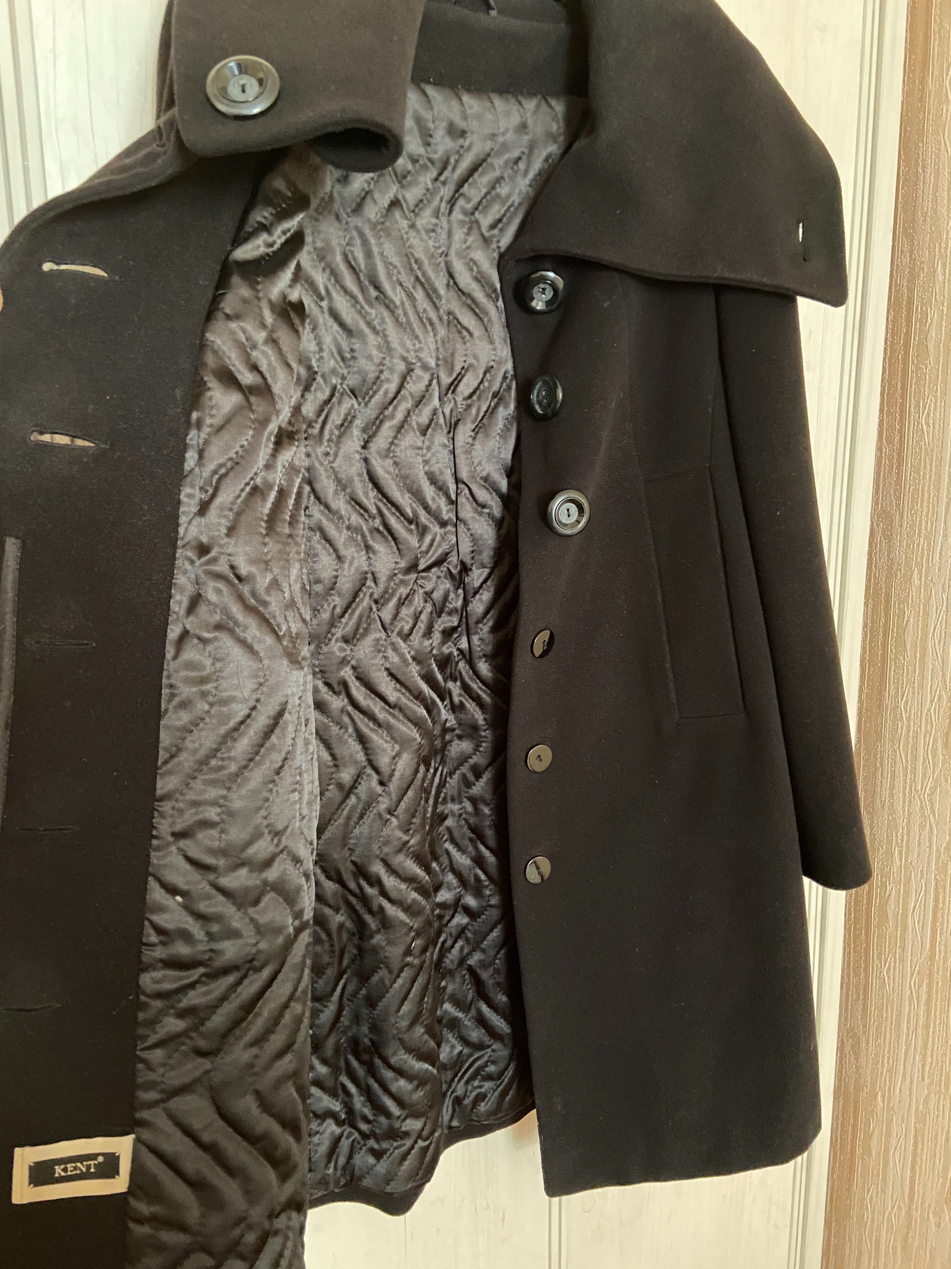 Пальто чёрное драповое шерстяное