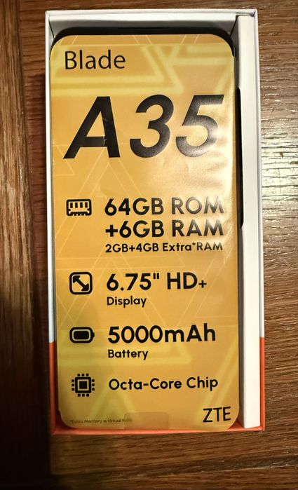 Telefon Blade A35 sigilat nefolosit, 64 GB, 6 GB RAM, baterie 5000 mah