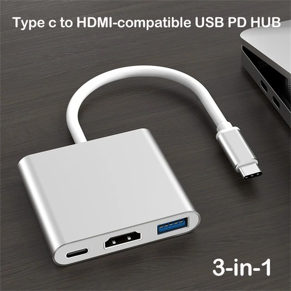 Adaptor 3în1 Tip-C: HDMI, USB și încărcare rapidă într-un singur dispo