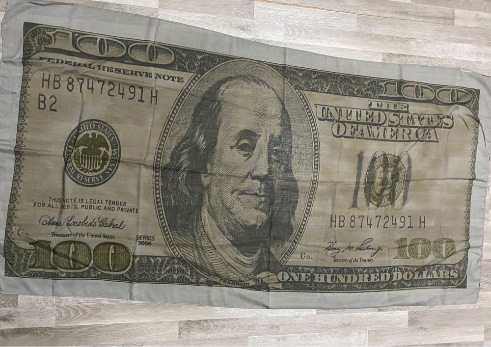 Esarfa 100 dolari batic Benjamin Franklin steag poster textil xxl