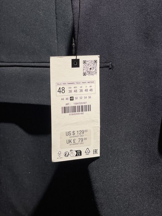 НОВО Мъжко спортно сако ZARA – размер 48 (M) – тъмносин