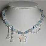 Colier argint 925 choker margele albastre stele tip Pandora Swarovski