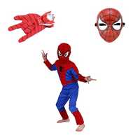 Set costum Spiderman, marimea L, 7-9 ani, masca si manusa cu lansator