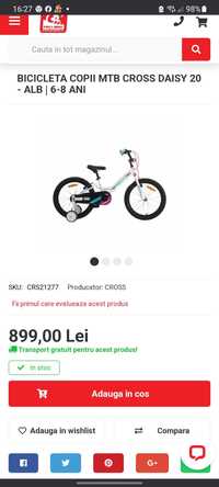 Vand bicicleta fete 20 inch