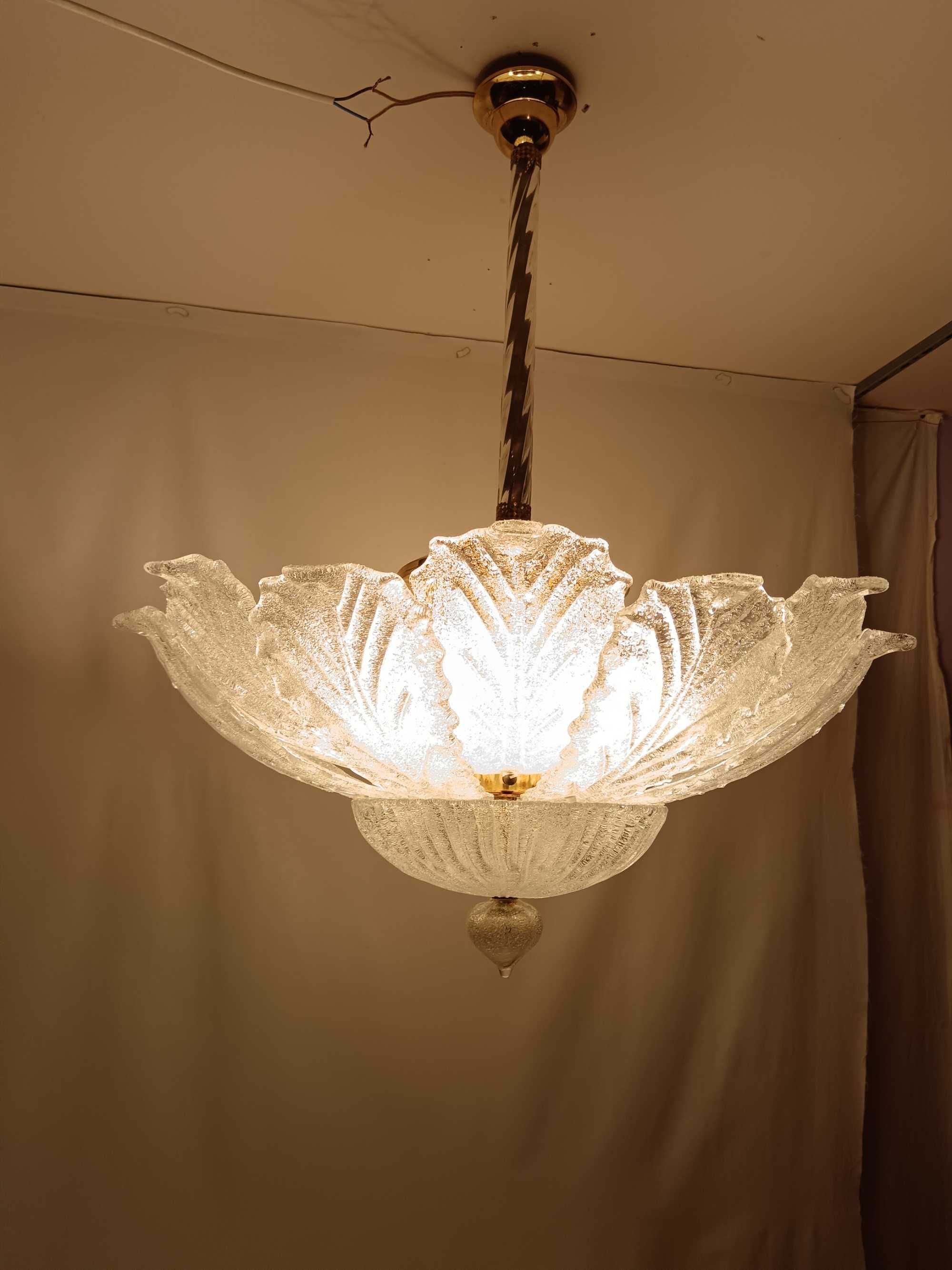 Plafoniera, MCM Art Deco, sticlă Murano Barovier & Toso, vintage