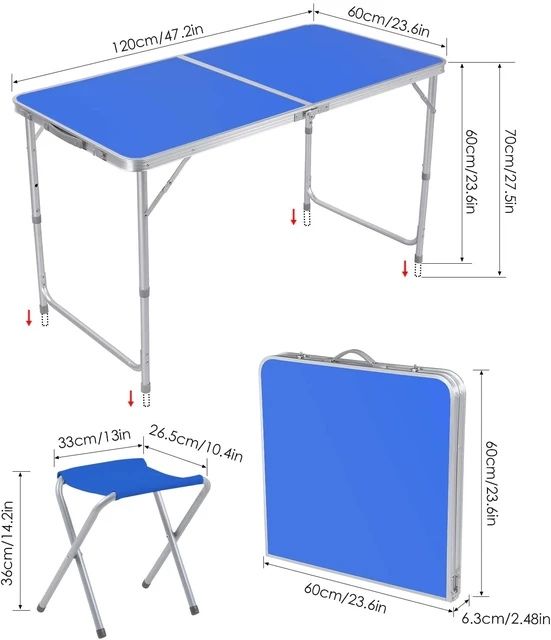 Къмпинг комплект сгъваема маса с 4 стола, 4 сгъваеми столове