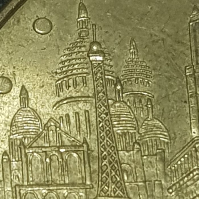 Медал монета Paris алуминий мед никел 4монумента 2015