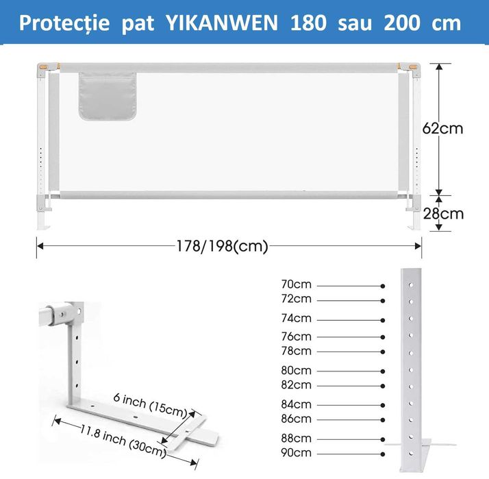 Protectie pat (bariera) - lungime 180 sau 200 cm