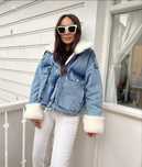 Jacheta denim blana