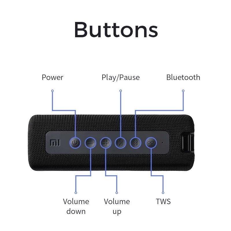 Bluetooth Колонка Xiaomi Mi 16 Вт, водонепроницаемая, IPX7, 13 часов р