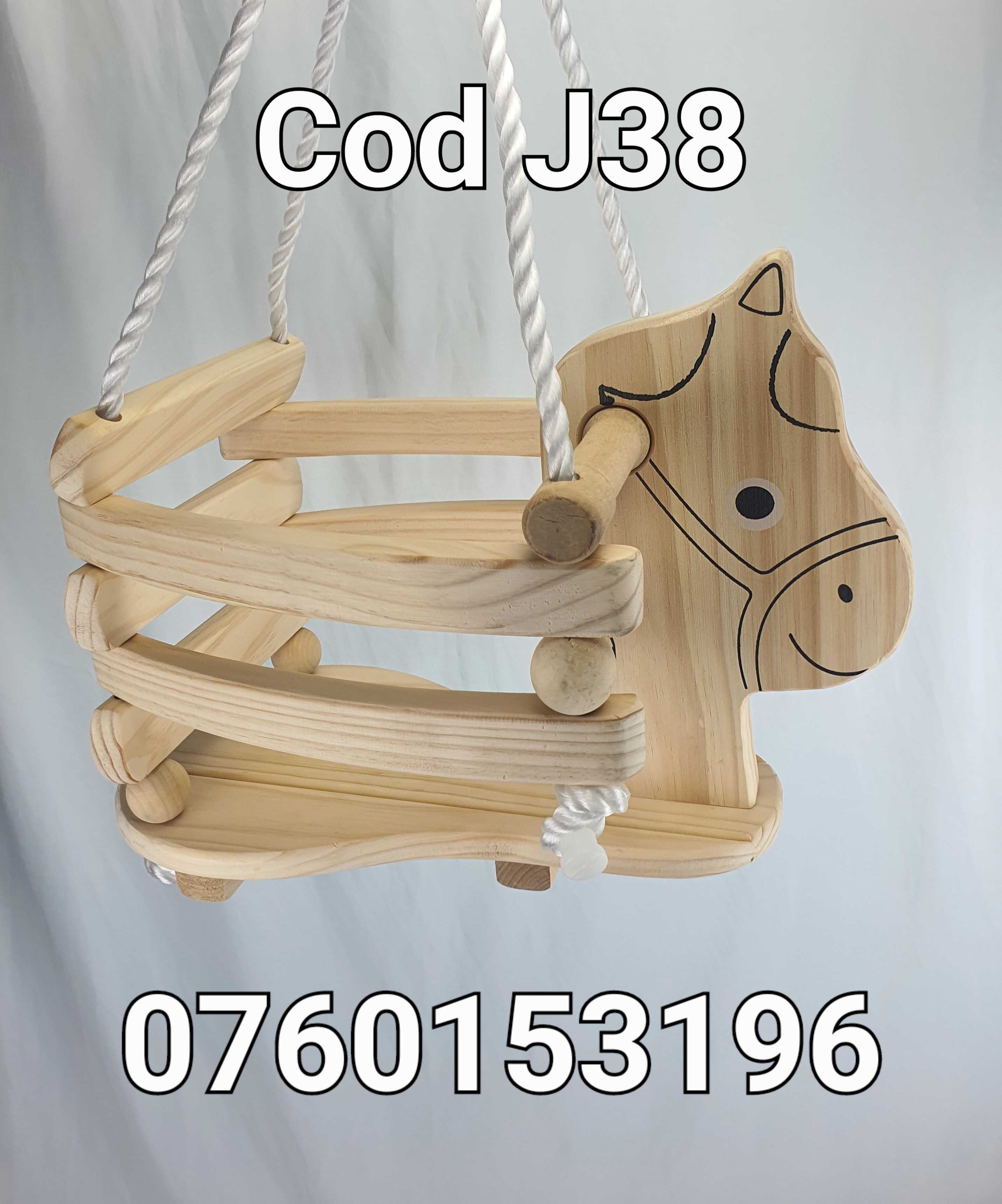 Leagan din lemn+ Franghie-Cu calut-Pt Copii-Interior sau exterior-J38