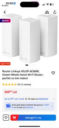 Linksys Velop 6600 mbps Mesh Wi-Fi extender