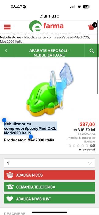 Aparat aerosoli cu alimentare la curent