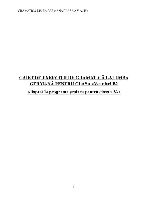 Vând culegere de gramatica limbi germane pentru clasa 5/începători