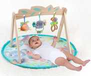 Активна гимнастика с дървена арка Playgro Fauna Friends, 0м+