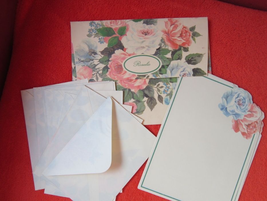 cadou inedit -set vintage cu flori- coli si plicuri retro "Rosalie"