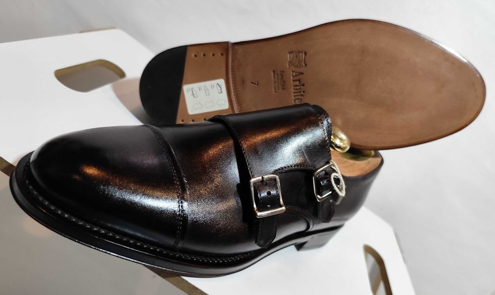 Pantofi monk de lux 40 40.5 41 lucrati manual Arbiter NOI piele natura