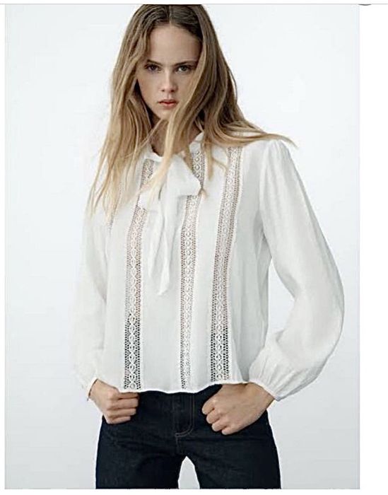Bluza camasa broderie dantela Zara marime S M nou