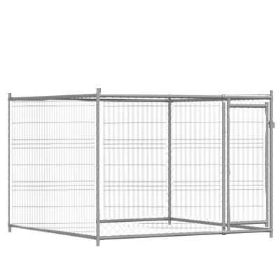 Cușcă de câini cu ușă gri, 2x2x2 m, oțel galvanizat, Padoc, tarc gaini