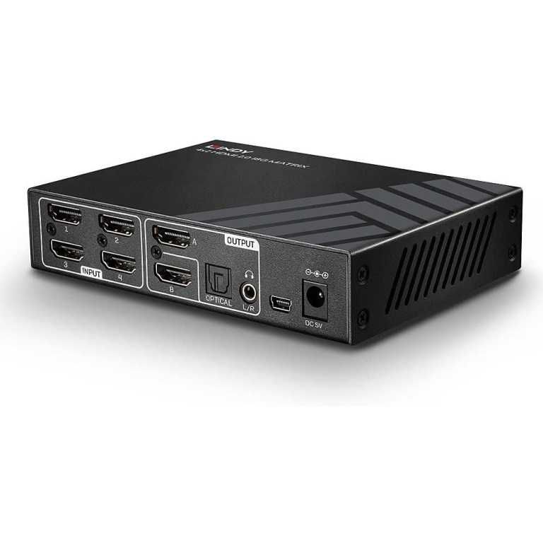 Матричен превключвател LINDY 4×2 HDMI 2.0 18G 38084