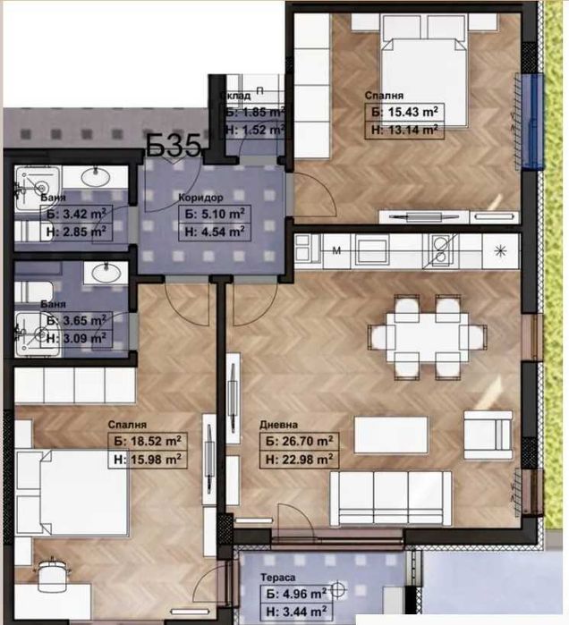 Продава се Тристаен апартамент в София, Връбница 1 - 87 кв.м за 1904 €/кв.м - Снимка #1