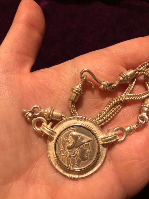 Сребърно колие, античен стил, Атина Палада