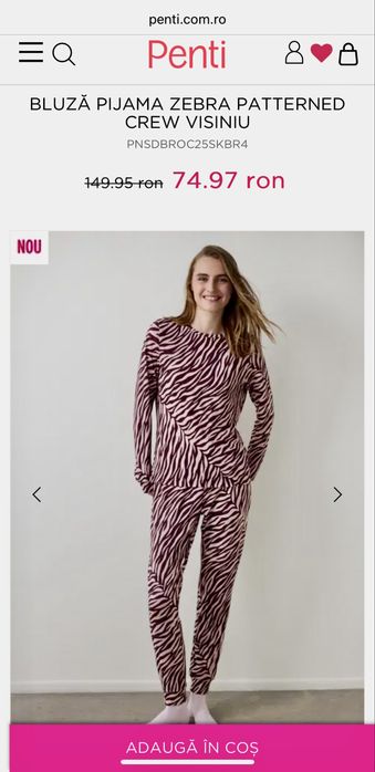 Pijamale zebra Penti L - NOI