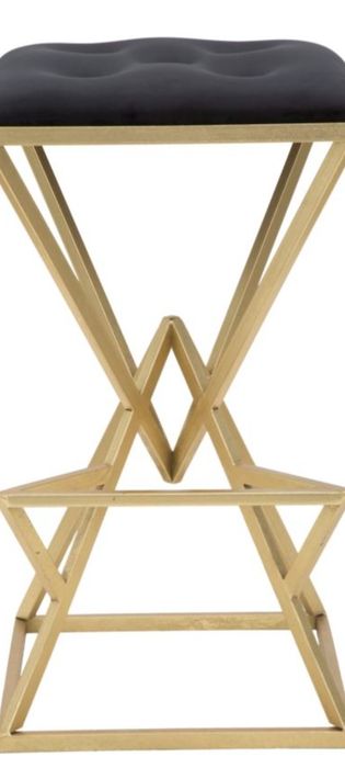 Taburet din metal aurit și catifea DECOR