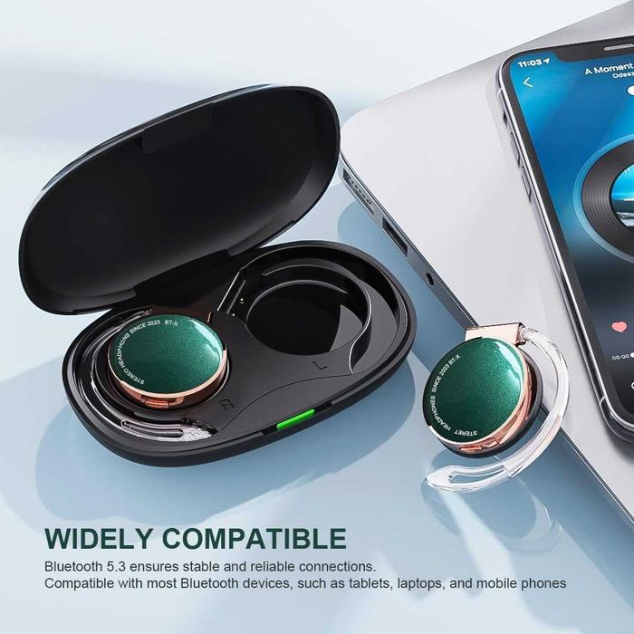 Căști On Ear Bluetooth 5.3,clips pe ureche,4 microfoane,BEVCEFCC BT-X