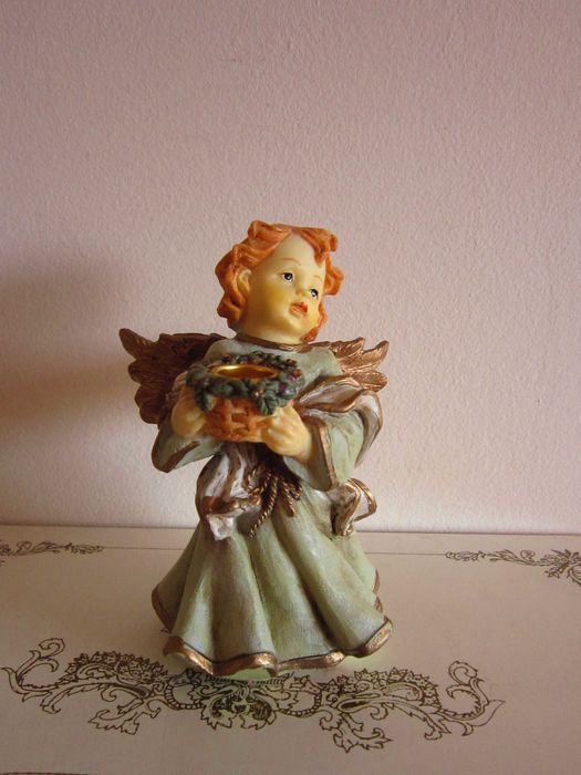 cadou rar Craciun Inger superb cu rochie Verde colectie Germania 1980