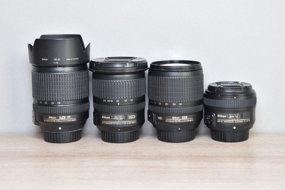 Nikon 50, 18-140, 10-24, 18-105мм