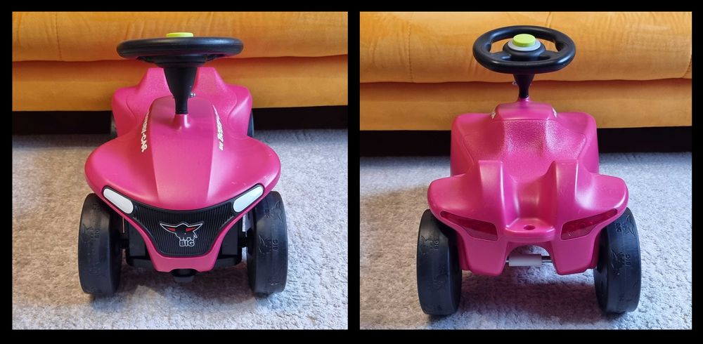 Masinuta Big Bobby Car roz, masina cu claxon