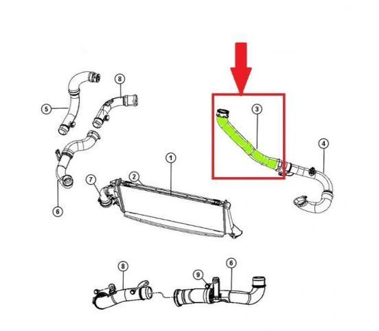 Furtun intercooler, supraalimentare Dodge Caliber 2006-2012; Jeep Compass 2006-, Patriot 2006-, diametru 51 mm, cauciuc, 3415PT-1