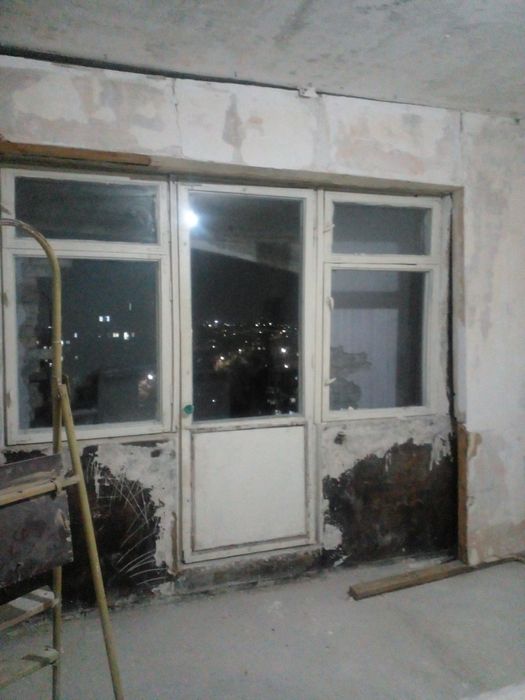 Окна с дверью балконные дерево б/у