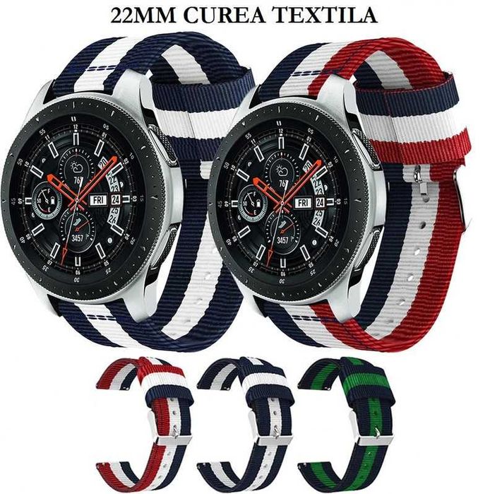 Curea textila 22mm Samsung Gear S3 Galaxy Watch 3 46mm Huawei GT2 GT3