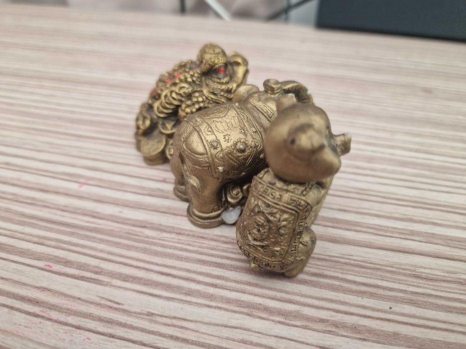 Statuete Broasca țestoasă Money Frog+Elefant+Porcușorul cu moneda Bagu