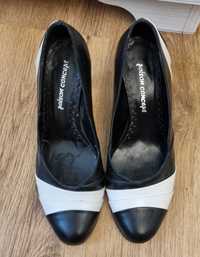 Pantofi piele dama Poison Concept, alb-negru, 38