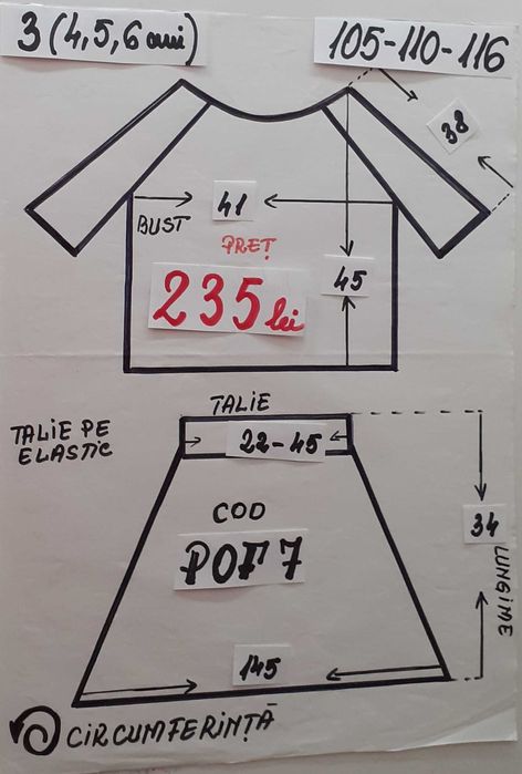 Costum popular pentru copii marimea 3 (4-5-6 ani) 235 lei
